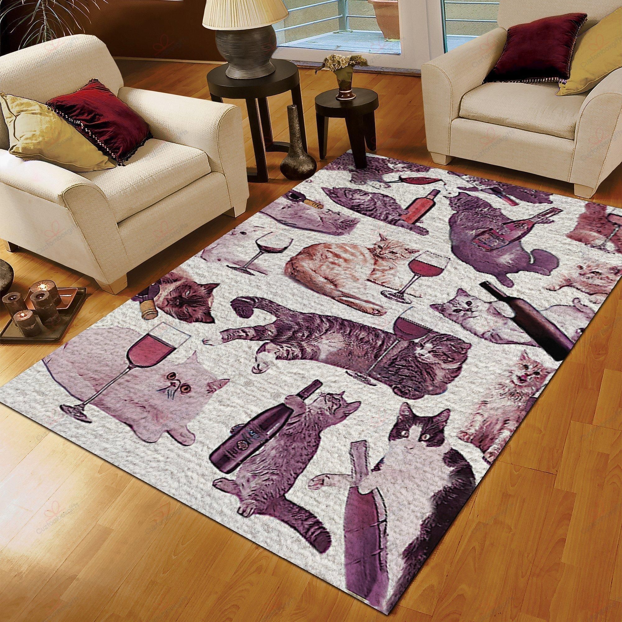 Cat And Wine Amazing Rug Sport Decor Gift Floor Decor Living Room Carpet Rug Area Rug - fb036a4684c9 Cat And Wine Amazing Rug Sport Decor Gift Floor Decor Living Room Carpet Rug Area Rug - fb036a4684c9