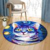 Cat Art Round Carpet Floor Rug Living Room Bedroom Decor Round Area Rug Carpet