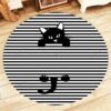 Cat Behind Line Round Carpet Floor Rug Living Room Bedroom Decor Round Area Rug Carpet