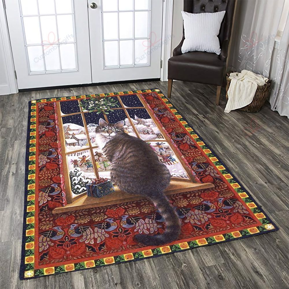 Cat Behind The Window In Christmas Rug Sport Decor Gift Floor Decor Living Room Carpet Rug Area Rug - 562ec1c2ba5a Cat Behind The Window In Christmas Rug Sport Decor Gift Floor Decor Living Room Carpet Rug Area Rug - 562ec1c2ba5a