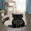 Cat Bird Flower Round Carpet Floor Rug Living Room Bedroom Decor Round Area Rug Carpet