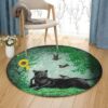 Cat Birds Sunflower Round Carpet Floor Rug Living Room Bedroom Decor Round Area Rug Carpet