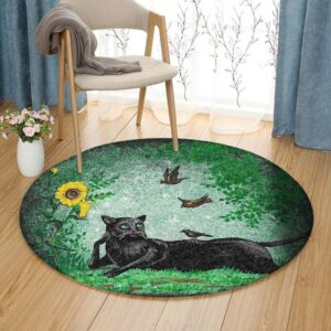 Cat Birds Sunflower Round Carpet Floor Rug Living Room Bedroom Decor Round Area Rug Carpet