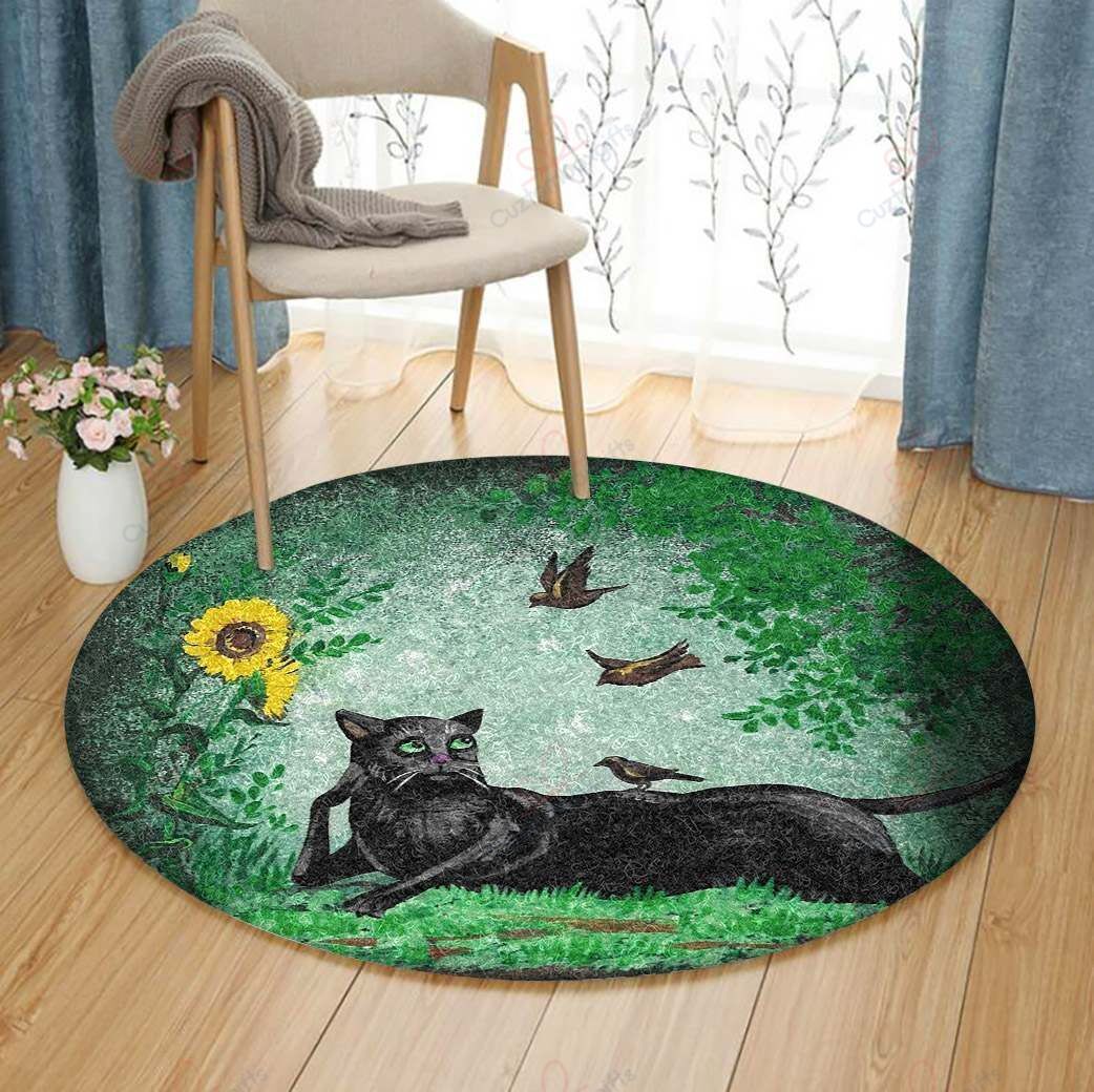 Cat Birds Sunflower Round Carpet Floor Rug Living Room Bedroom Decor Round Area Rug Carpet Cat Birds Sunflower Round Carpet Floor Rug Living Room Bedroom Decor Round Area Rug Carpet
