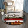 Cat Book Round Carpet Floor Rug Living Room Bedroom Decor Round Area Rug Carpet