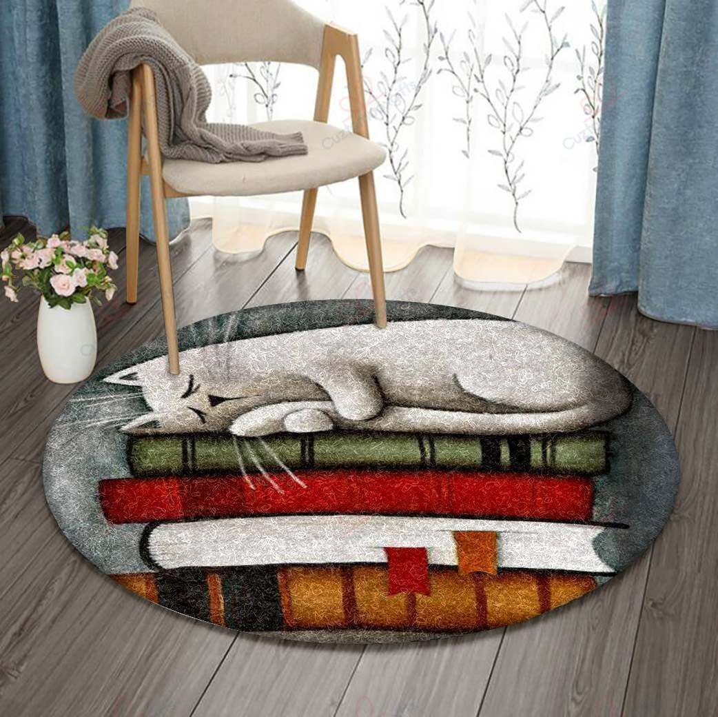 Cat Book Round Carpet Floor Rug Living Room Bedroom Decor Round Area Rug Carpet Cat Book Round Carpet Floor Rug Living Room Bedroom Decor Round Area Rug Carpet