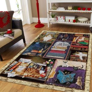 Cat Book Love Rug Sport Decor Gift Floor Decor Living Room Carpet Rug Area Rug - cbd61f85546a