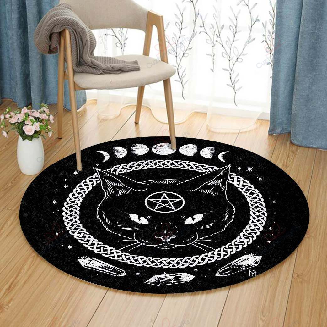 Cat Celtic Round Carpet Floor Rug Living Room Bedroom Decor Round Area Rug Carpet Cat Celtic Round Carpet Floor Rug Living Room Bedroom Decor Round Area Rug Carpet