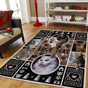 Cat Double Cirlcle Rug Sport Decor Gift Floor Decor Living Room Carpet Rug Area Rug - c5447ad17bdf