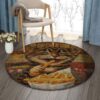 Cat Eating Round Carpet Floor Rug Living Room Bedroom Decor Round Area Rug Carpet