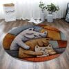 Cat Family Round Carpet Floor Rug Living Room Bedroom Decor Round Area Rug Carpet