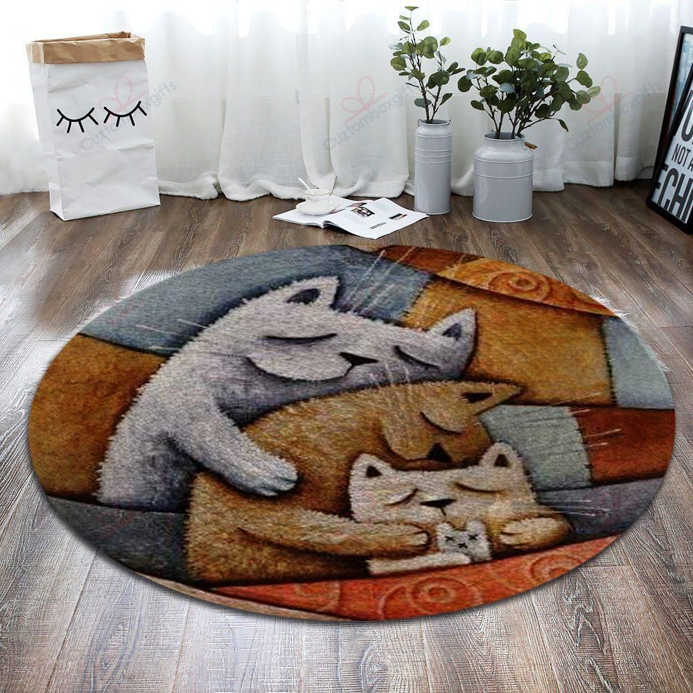 Cat Family Round Carpet Floor Rug Living Room Bedroom Decor Round Area Rug Carpet Cat Family Round Carpet Floor Rug Living Room Bedroom Decor Round Area Rug Carpet