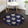 Cat Floral Round Carpet Floor Rug Living Room Bedroom Decor Round Area Rug Carpet
