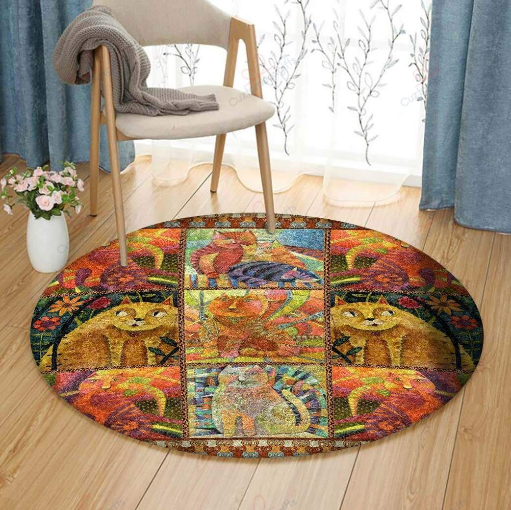 Cat Flowers 4 Round Carpet Floor Rug Living Room Bedroom Decor Round Area Rug Carpet Cat Flowers 4 Round Carpet Floor Rug Living Room Bedroom Decor Round Area Rug Carpet