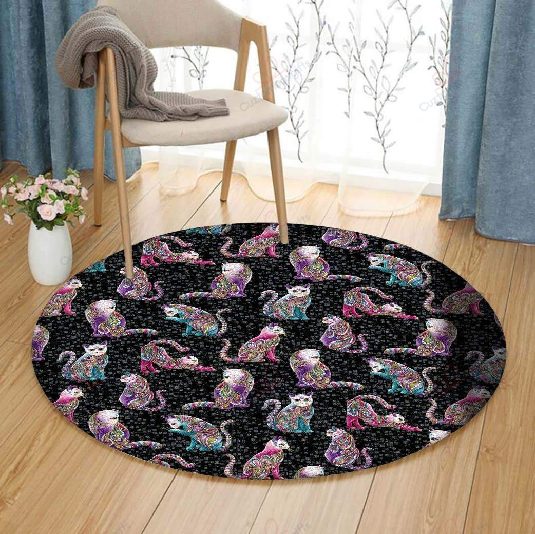 Cat Flowers 7 Round Carpet Floor Rug Living Room Bedroom Decor Round Area Rug Carpet Cat Flowers 7 Round Carpet Floor Rug Living Room Bedroom Decor Round Area Rug Carpet