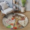 Cat Flowers Round Carpet Floor Rug Living Room Bedroom Decor Round Area Rug Carpet