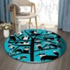 Cat Fox Bird Owl And Tree Round Carpet Floor Rug Living Room Bedroom Decor Round Area Rug Carpet