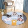 Cat Hand Meow Round Carpet Floor Rug Living Room Bedroom Decor Round Area Rug Carpet