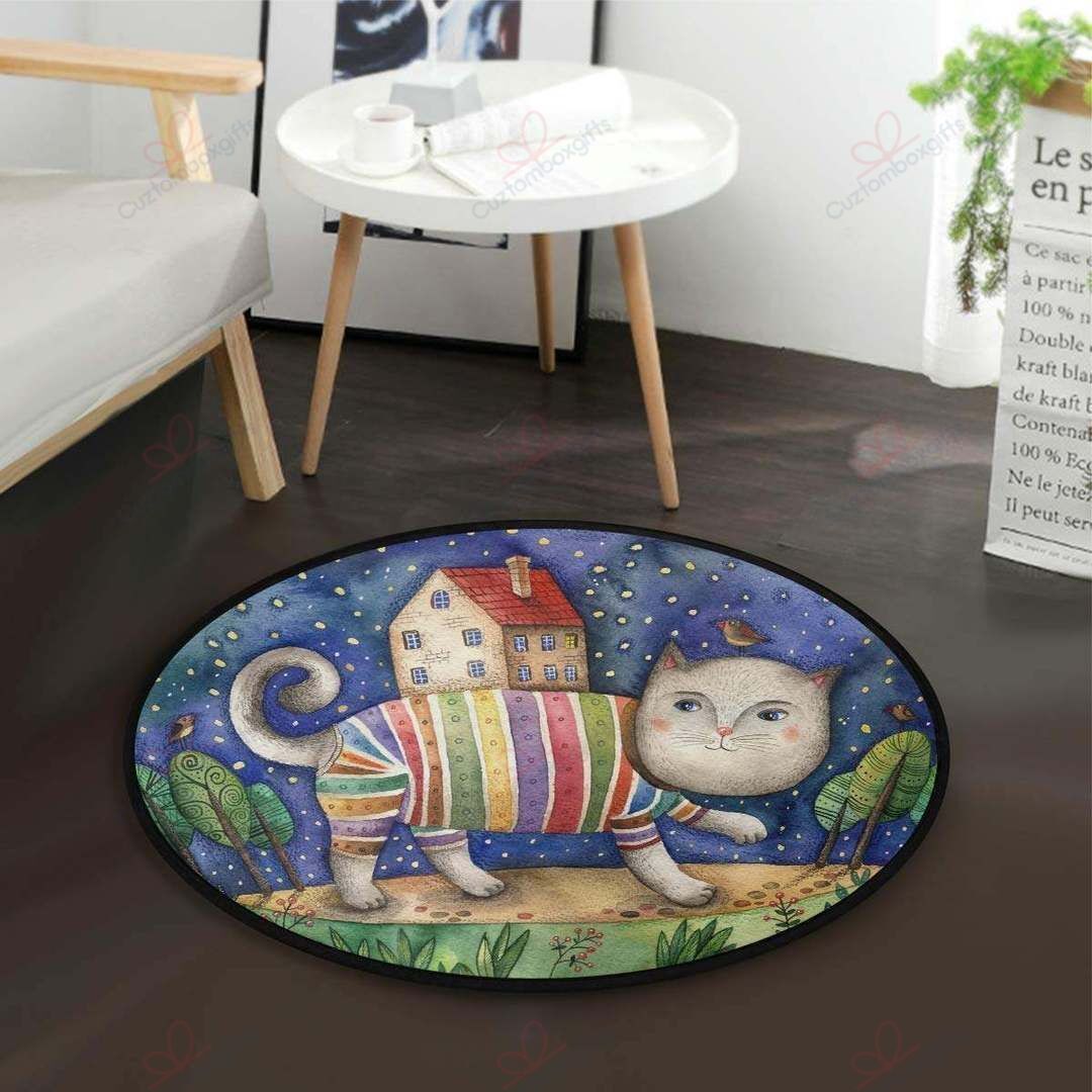 Cat House Star Round Carpet Floor Rug Living Room Bedroom Decor Round Area Rug Carpet Cat House Star Round Carpet Floor Rug Living Room Bedroom Decor Round Area Rug Carpet