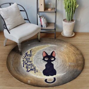 Cat I Love You To The Moon And Back Round Carpet Floor Rug Living Room Bedroom Decor Round Area Rug Carpet