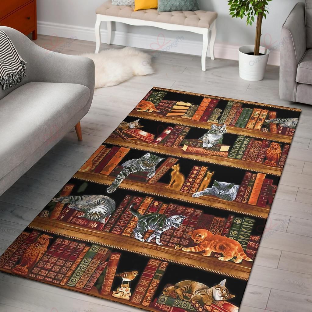Cat In Library Rug Sport Decor Gift Floor Decor Living Room Carpet Rug Area Rug - 226256000000 Cat In Library Rug Sport Decor Gift Floor Decor Living Room Carpet Rug Area Rug - 226256000000
