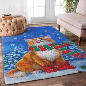 Cat In Winter Rug Sport Decor Gift Floor Decor Living Room Carpet Rug Area Rug - f36ee6466c3c