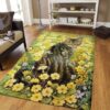 Cat In Yellow Flower Field Rug Sport Decor Gift Floor Decor Living Room Carpet Rug Area Rug - 6915bf3fb068
