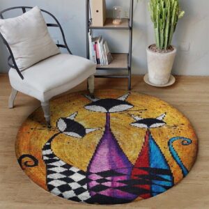 Cat Lovely Round Carpet Floor Rug Living Room Bedroom Decor Round Area Rug Carpet