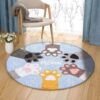 Cat Meow Round Carpet Floor Rug Living Room Bedroom Decor Round Area Rug Carpet