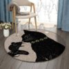 Cat Mouse Flower Round Carpet Floor Rug Living Room Bedroom Decor Round Area Rug Carpet