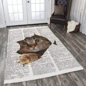 Cat Newspaper Rug Sport Decor Gift Floor Decor Living Room Carpet Rug Area Rug - e6f26fafdb4f
