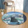 Cat Ocean Boat Round Carpet Floor Rug Living Room Bedroom Decor Round Area Rug Carpet