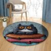 Cat On Pillow Round Carpet Floor Rug Living Room Bedroom Decor Round Area Rug Carpet