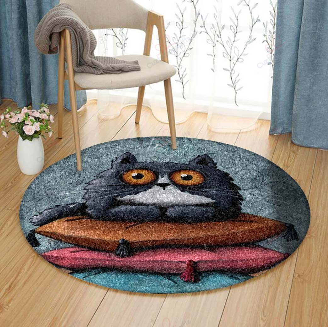 Cat On Pillow Round Carpet Floor Rug Living Room Bedroom Decor Round Area Rug Carpet Cat On Pillow Round Carpet Floor Rug Living Room Bedroom Decor Round Area Rug Carpet