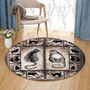 Cat Pattern 1 Round Carpet Floor Rug Living Room Bedroom Decor Round Area Rug Carpet