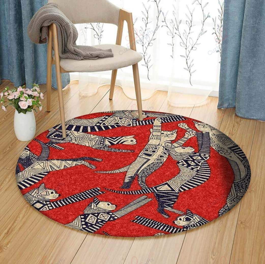 Cat Pattern 3 Round Carpet Floor Rug Living Room Bedroom Decor Round Area Rug Carpet Cat Pattern 3 Round Carpet Floor Rug Living Room Bedroom Decor Round Area Rug Carpet