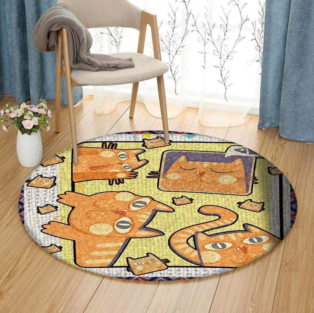 Cat Pattern 4 Round Carpet Floor Rug Living Room Bedroom Decor Round Area Rug Carpet Cat Pattern 4 Round Carpet Floor Rug Living Room Bedroom Decor Round Area Rug Carpet