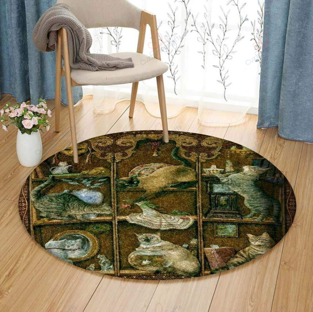 Cat Pattern 6 Round Carpet Floor Rug Living Room Bedroom Decor Round Area Rug Carpet Cat Pattern 6 Round Carpet Floor Rug Living Room Bedroom Decor Round Area Rug Carpet