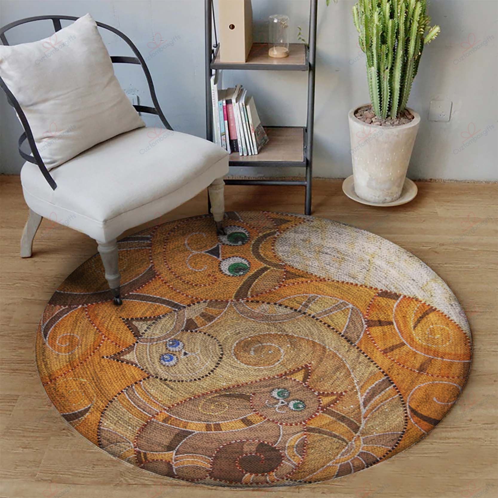 Cat Pattern 7 Round Carpet Floor Rug Living Room Bedroom Decor Round Area Rug Carpet Cat Pattern 7 Round Carpet Floor Rug Living Room Bedroom Decor Round Area Rug Carpet