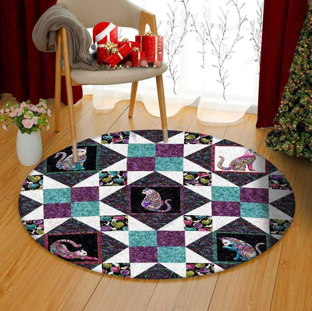 Cat Pattern Round Carpet Floor Rug Living Room Bedroom Decor Round Area Rug Carpet Cat Pattern Round Carpet Floor Rug Living Room Bedroom Decor Round Area Rug Carpet