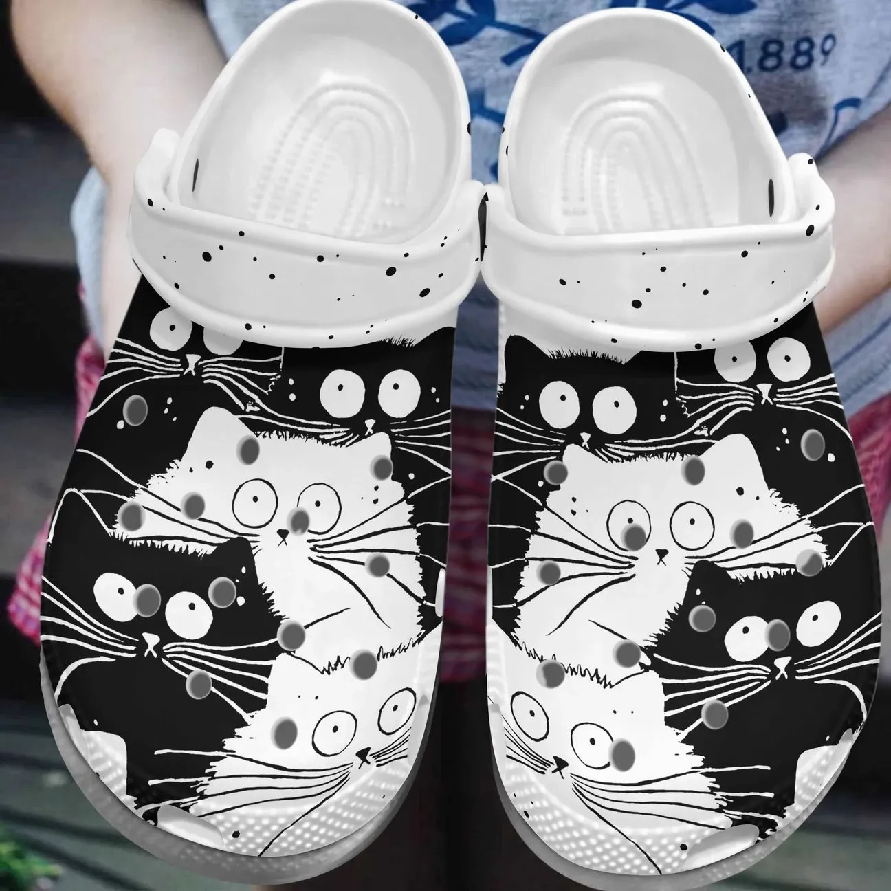 Cat Personalize Clog Custom Crocs Fashionstyle Comfortable For Women Men Kid Print 3D Black And White Cats Cat Personalize Clog Custom Crocs Fashionstyle Comfortable For Women Men Kid Print 3D Black And White Cats