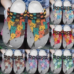 Cat Personalize Clog Custom Crocs Fashionstyle Comfortable For Women Men Kid Print 3D Whitesole Cute Cats