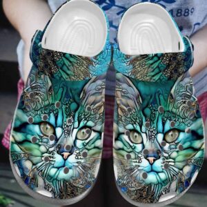 Cat Personalized Clog Custom Crocs Comfortablefashion Style Comfortable For Women Men Kid Print 3D Green Cat