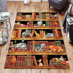 Cat Playing With Book Rug Sport Decor Gift Floor Decor Living Room Carpet Rug Area Rug - 03f5a43b5842