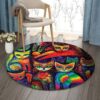 Cat Rainbow Round Carpet Floor Rug Living Room Bedroom Decor Round Area Rug Carpet