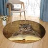 Cat Reading Book Round Carpet Floor Rug Living Room Bedroom Decor Round Area Rug Carpet
