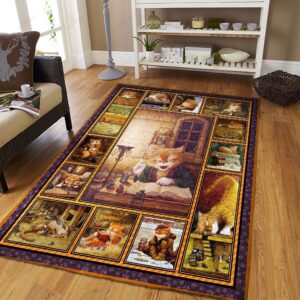 Cat Reading Book Rug Sport Decor Gift Floor Decor Living Room Carpet Rug Area Rug - 3e71e886808e