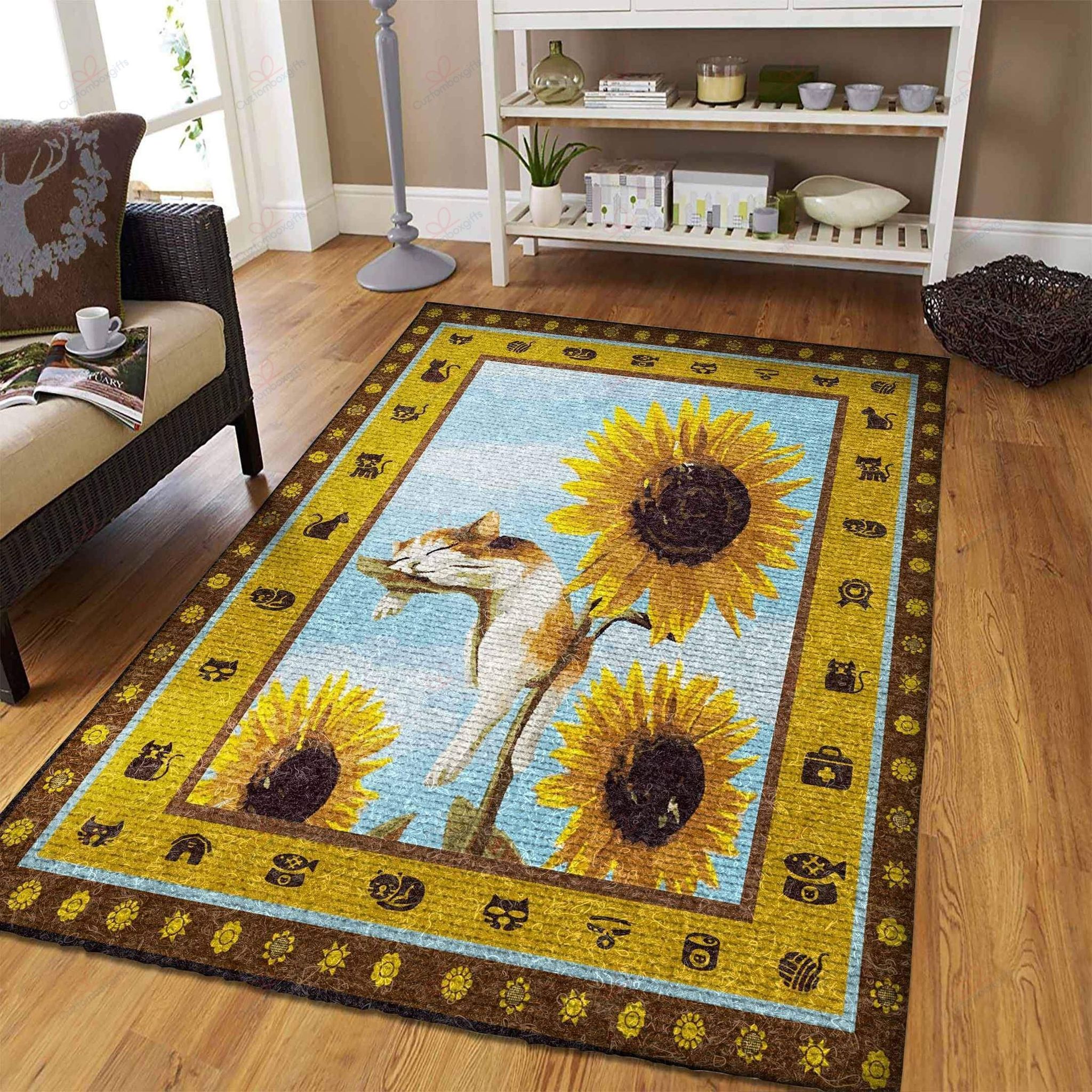 Cat Sleep Sunflower Rug Sport Decor Gift Floor Decor Living Room Carpet Rug Area Rug - ba27e23fda38 Cat Sleep Sunflower Rug Sport Decor Gift Floor Decor Living Room Carpet Rug Area Rug - ba27e23fda38