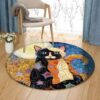 Cat Star Round Carpet Floor Rug Living Room Bedroom Decor Round Area Rug Carpet