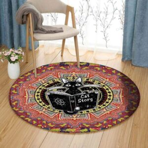 Cat Story Round Carpet Floor Rug Living Room Bedroom Decor Round Area Rug Carpet